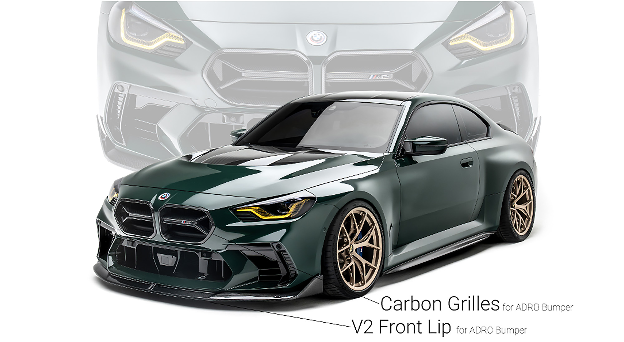 g87 m2 リアルドライカーボンファー　フロントバンパーベント　未使用品 adroからBMW G87 M2に、さらに“キマる”新提案！Newパッケージ仲間入り