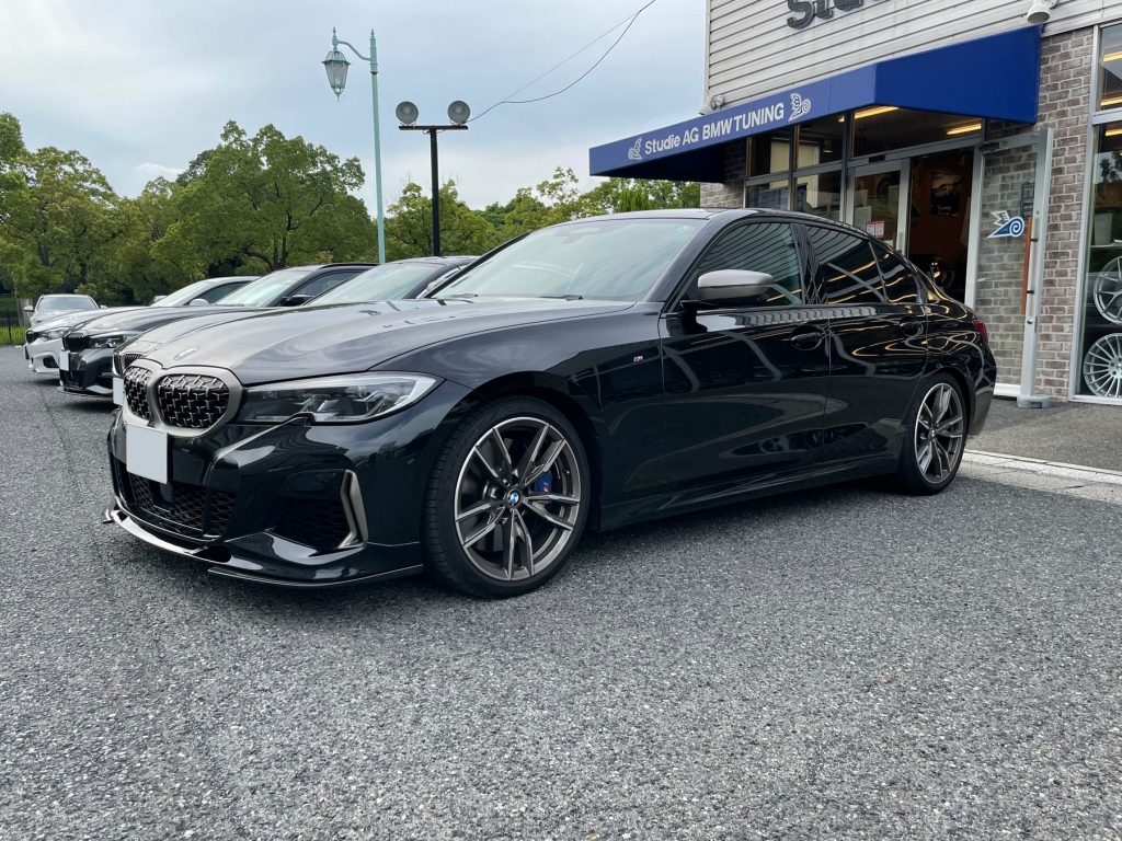 bmw g20 m340i ac schnitzerダウンスプリングと&3ddesignフロントスポイラー装着